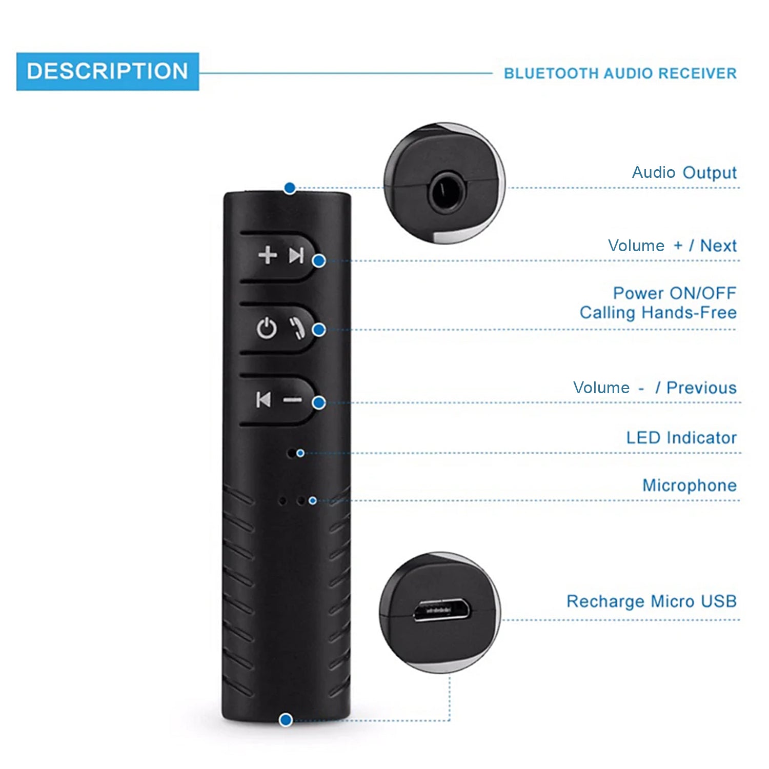 6128 Wireless Bluetooth Adapter, Bluetooth Music Receiver for Home/Car Stereo,Hands-Free Calls for All Smartphone 6128 Wireless Bluetooth Adapter, Bluetooth Music Receiver for Home/Car Stereo,Hands-Free Calls for All Smartphone